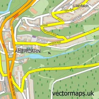 Street map sample of Gwyddon, Gwent