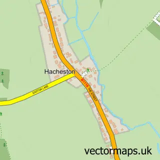 Street map sample of Hacheston, Suffolk