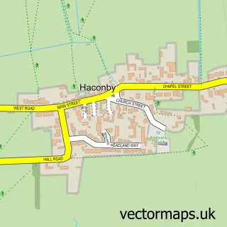 Street map sample of Haconby, Lincolnshire