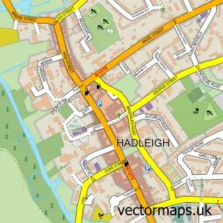Street map sample of Hadleigh, Suffolk