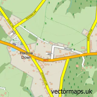 Street map sample of Hadlow Down, East Sussex