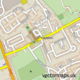 Street map sample of Hadston, Northumberland