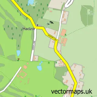 Street map sample of Hadzor, Worcestershire