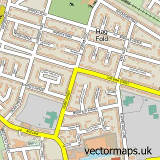 Street map sample of Hag Fold, Greater Manchester