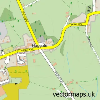 Street map sample of Haggate, Lancashire