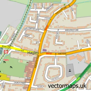 Street map sample of Hagley, Worcestershire