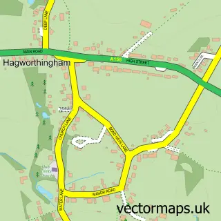Street map sample of Hagworthingham, Lincolnshire