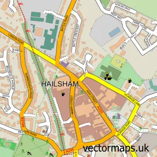 Street map sample of Hailsham, East Sussex