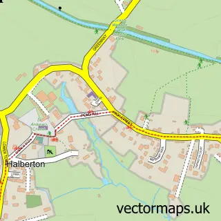 Street map sample of Halberton, Devon