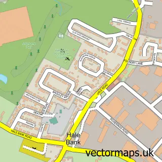 Street map sample of Halebank, Cheshire