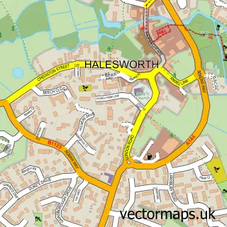 Street map sample of Halesworth, Suffolk