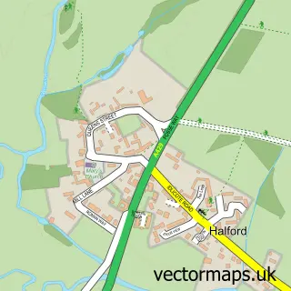 Street map sample of Halford, Warwickshire