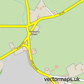 Street map sample of Halfpenny Green, Staffordshire