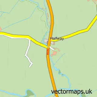 Street map sample of Halfway, Dyfed