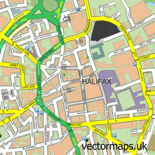 Street map sample of Halifax, West Yorkshire