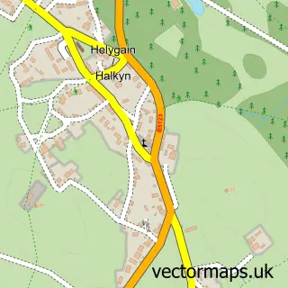Street map sample of Halkyn, Clwyd