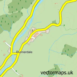 Street map sample of Hall Dunnerdale, Cumbria