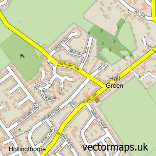 Street map sample of Hall Green, West Yorkshire