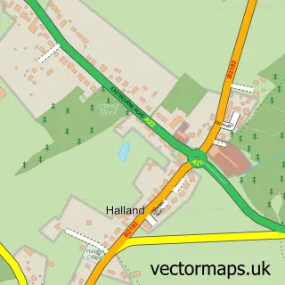 Street map sample of Halland, East Sussex