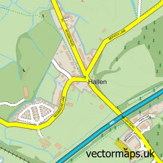 Street map sample of Hallen, Gloucestershire