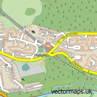 Street map sample of Hallglen, Stirling and Falkirk