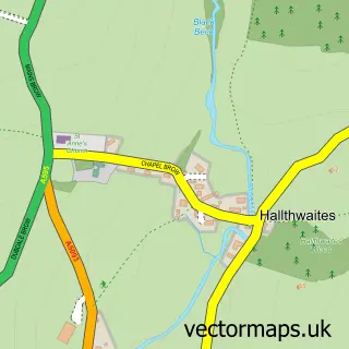 Street map sample of Hallthwaites, Cumbria