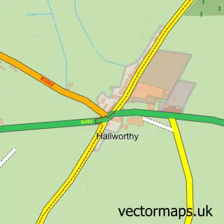 Street map sample of Hallworthy, Cornwall