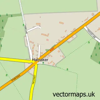 Street map sample of Halnaker, West Sussex