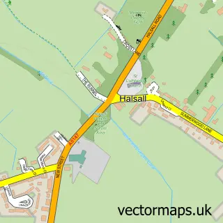 Street map sample of Halsall, Lancashire