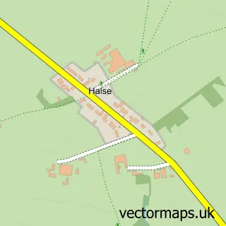 Street map sample of Halse, Northamptonshire