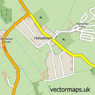Street map sample of Halsetown, Cornwall