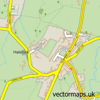 Street map sample of Halstock, Dorset