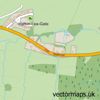 Street map sample of Halton Lea Gate, Northumberland