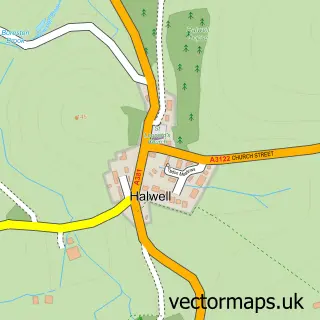 Street map sample of Halwell, Devon