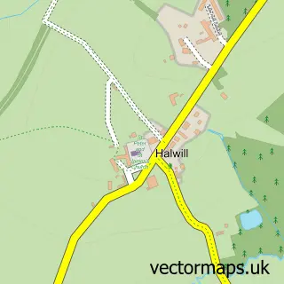 Street map sample of Halwill, Devon