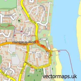Street map sample of Hamble-le-Rice, Hampshire