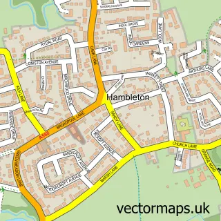 Street map sample of Hambleton, Lancashire