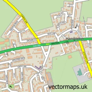 Street map sample of Hambleton, North Yorkshire
