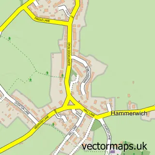 Street map sample of Hammerwich, Staffordshire