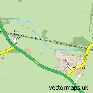 Street map sample of Hampole, South Yorkshire