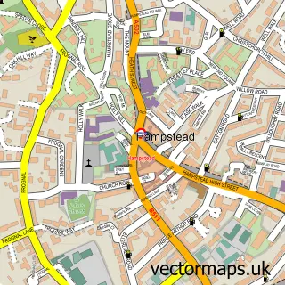 Street map sample of Hampstead, Greater London