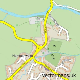 Street map sample of Hampsthwaite, North Yorkshire