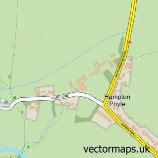 Street map sample of Hampton Poyle, Oxfordshire