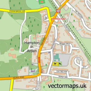 Street map sample of Hampton-in-Arden, West Midlands