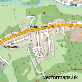 Street map sample of Hamsterley, Durham