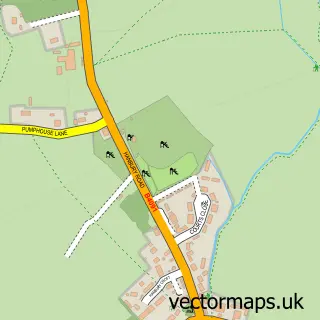 Street map sample of Hanbury, Worcestershire