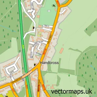 Street map sample of Handcross, West Sussex