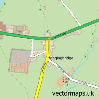 Street map sample of Hangingbridge, Derbyshire