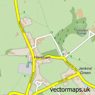 Street map sample of Hankham, East Sussex