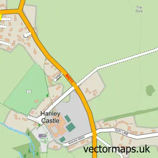 Street map sample of Hanley Castle, Worcestershire